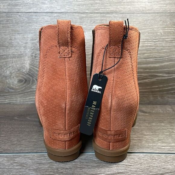NWT Sorel Joan of Arctic Chelsea Wedge II Women’s Sz 10 Teak Brown Suede Boots - Picture 4 of 11